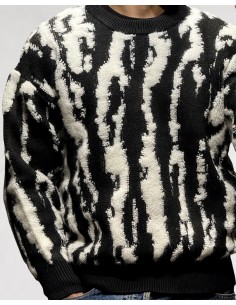 PULL TEXTURE LOGO "SAVANE" NOIR