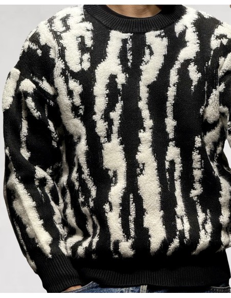 PULL TEXTURE LOGO "SAVANE" NOIR