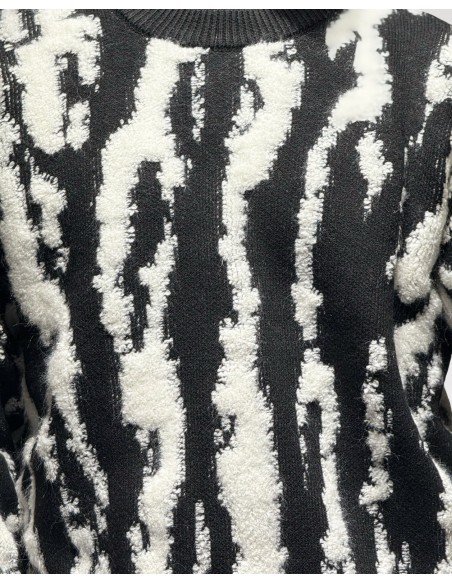 PULL TEXTURE LOGO "SAVANE" NOIR