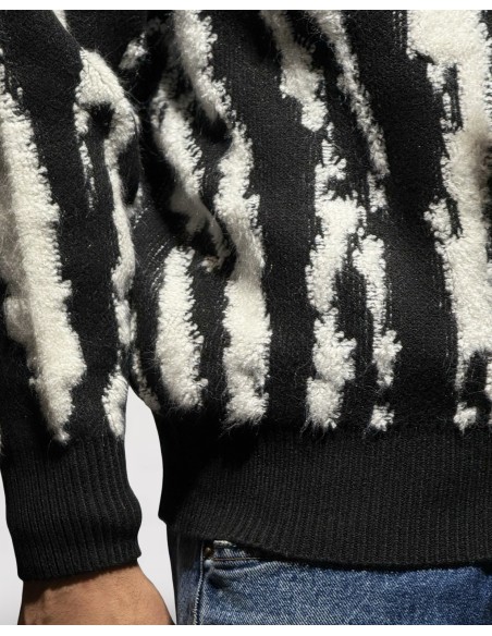 PULL TEXTURE LOGO "SAVANE" NOIR