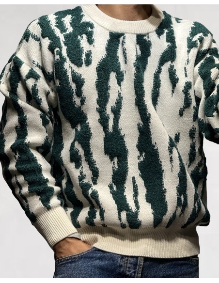 PULL TEXTURE LOGO "SAVANE" VERT