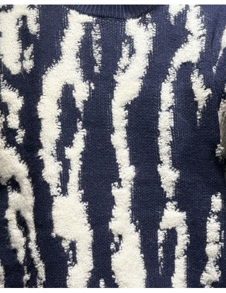 PULL TEXTURE LOGO "SAVANE" BLEU