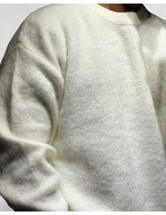 PULL EN MAILLE BROSSÉ UNI BLANC 2