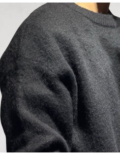 PULL EN MAILLE BROSSÉ UNI NOIR 2