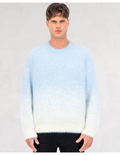 Pull mohair "gray snow" bleu ciel