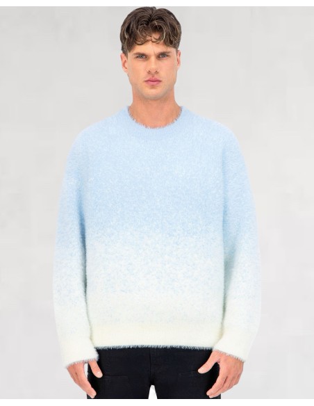 Pull mohair "gray snow" bleu ciel