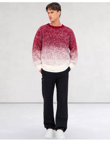 Pull mohair "gray snow" rouge