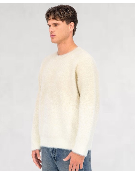 Pull mohair "gray snow" beige