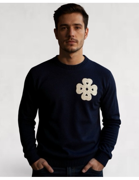 Pull en maille "LUCKY" bleu marine