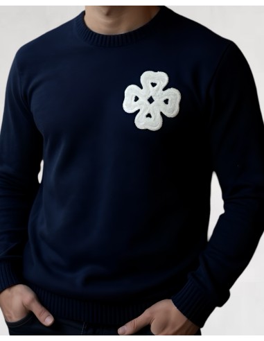 Pull en maille "LUCKY" bleu marine