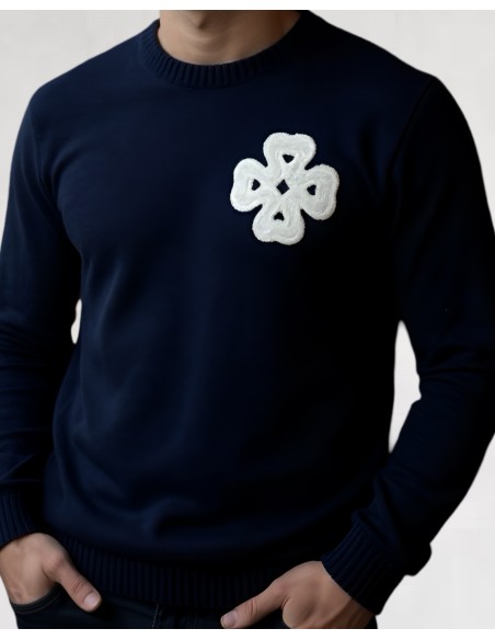 Pull en maille "LUCKY" bleu marine
