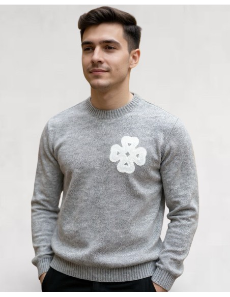 Pull en maille "LUCKY" gris