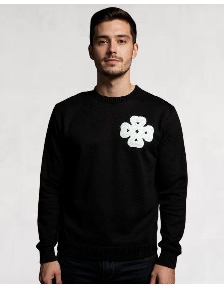 Pull en maille "LUCKY" noir