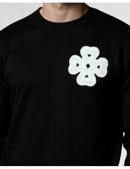 Pull en maille "LUCKY" noir