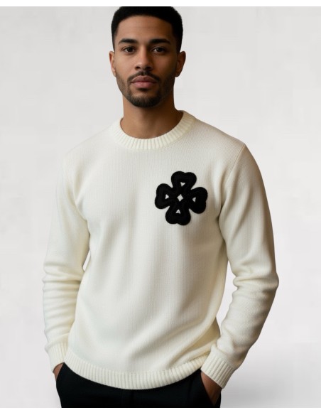 Pull en maille "LUCKY" écru