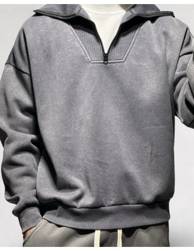 Pull à zip col cheminée anthracite