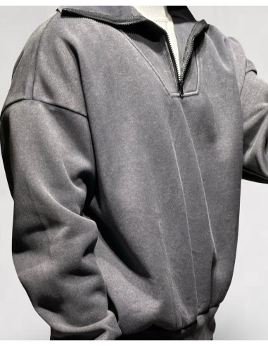 Pull à zip col cheminée anthracite