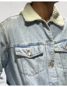 Veste en jeans fourrée bleu 2