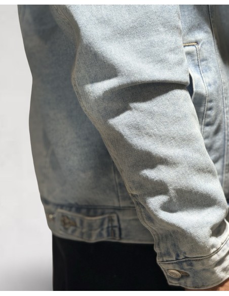 Veste en jeans fourrée bleu