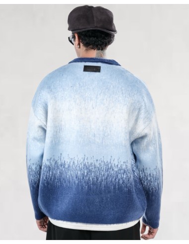 Veste en maille zippée "Degraded" bleu