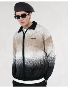 Veste en maille zippée "Degraded" noir