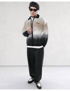 Veste en maille zippée "Degraded" noir 2