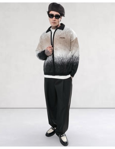 Veste en maille zippée "Degraded" noir