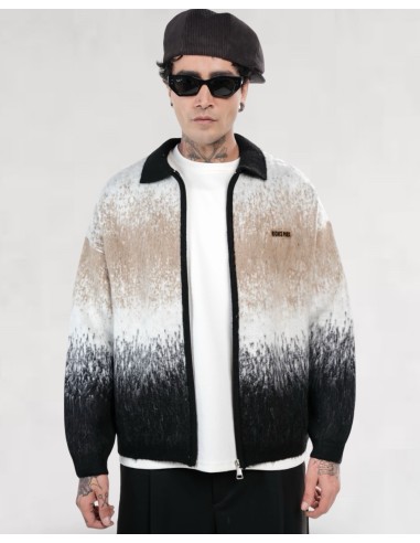 Veste en maille zippée "Degraded" noir