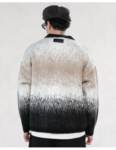 Veste en maille zippée "Degraded" noir