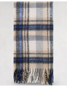 Echarpe bleue à motifs carreaux