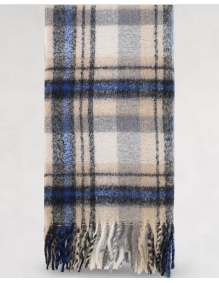 Echarpe bleue à motifs carreaux