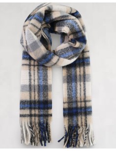Echarpe bleue à motifs carreaux 2