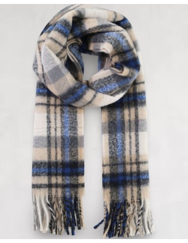 Echarpe bleue à motifs carreaux