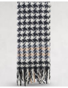 Echarpe noire à carreaux a franges