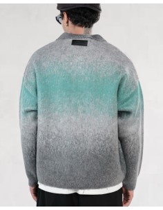 Veste en maille zippée "Degraded" gris vert 2