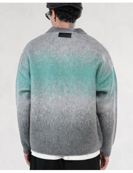 Veste en maille zippée "Degraded" gris vert