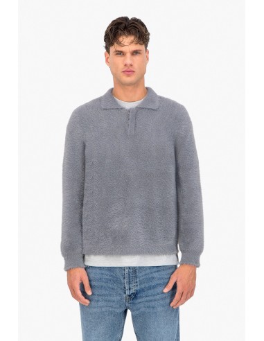 Pull style polo mohair "grey snow"