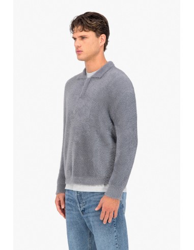 Pull style polo mohair "grey snow"
