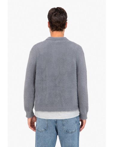 Pull style polo mohair "grey snow"