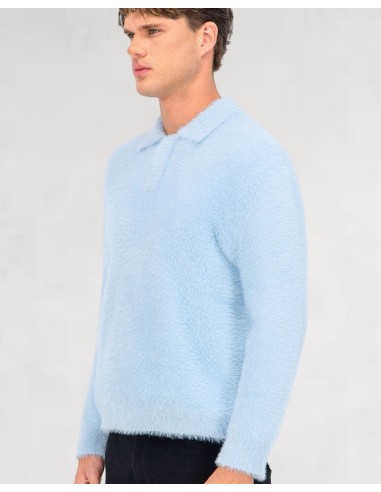 Pull style polo mohair "blue snow"
