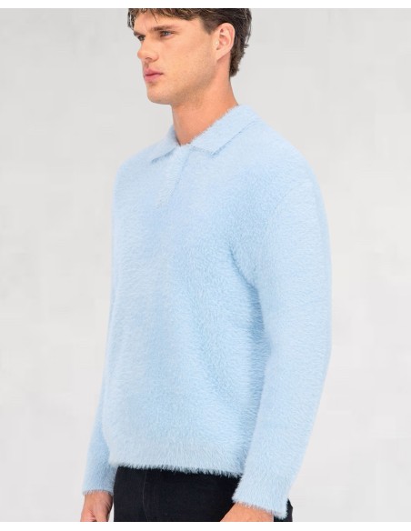 Pull style polo mohair "blue snow"