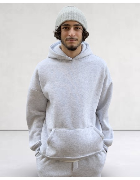 Ensemble pantalon et hoodie jogging uni gris clair
