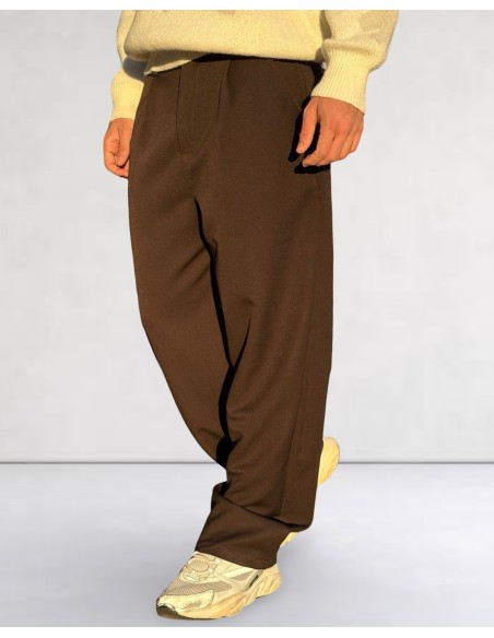 Pantalon classic coupe large uni marron