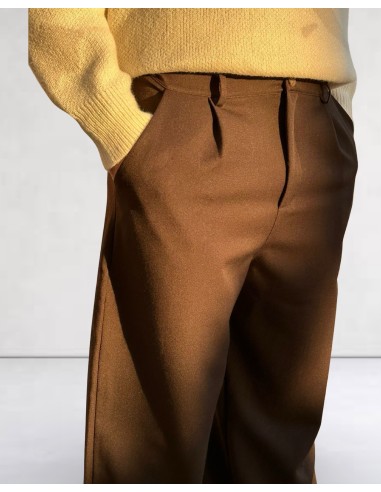 Pantalon classic coupe large uni marron
