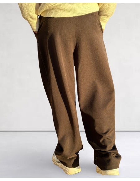 Pantalon classic coupe large uni marron