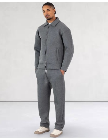 ENSEMBLE EFFET NÉOPRÈNE COUPE DÉCONTRACTÉE STYLE HABILLEE ANTHRACITE