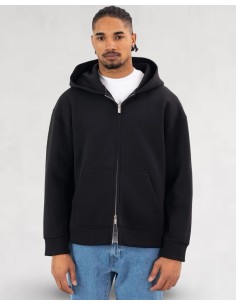 SWEAT ZIPPE À CAPUCHE EFFET NÉOPRÈNE NOIR