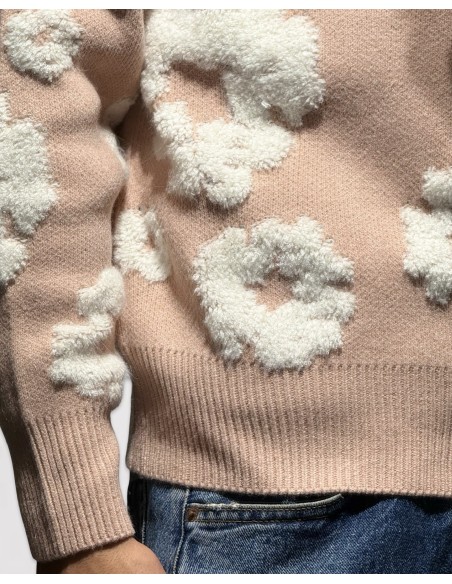 Pull maille logo "CIRCLE" rose