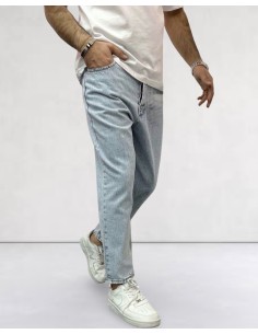 Jeans boyfriend uni délavé bleu