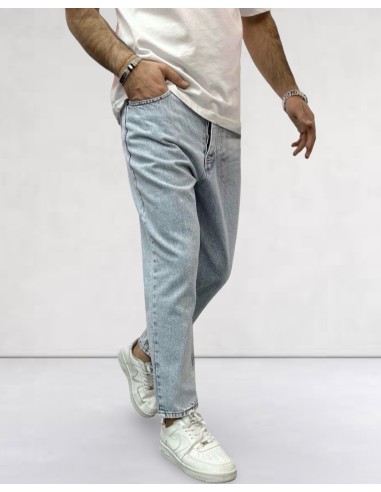 Jeans boyfriend uni délavé bleu